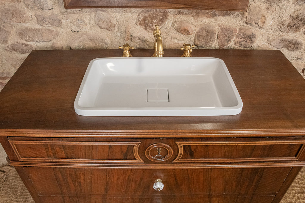 Meuble Vasque Louis-Philippe en Noyer & Miroir LED Assorti