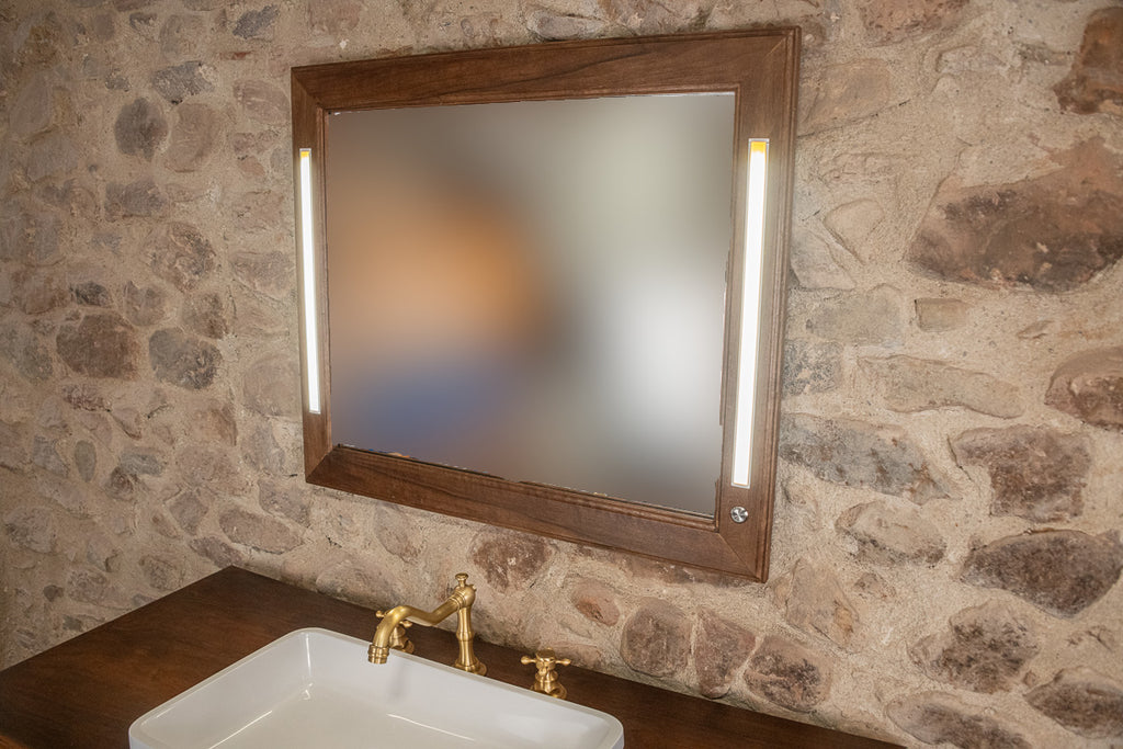 Meuble Vasque Louis-Philippe en Noyer & Miroir LED Assorti