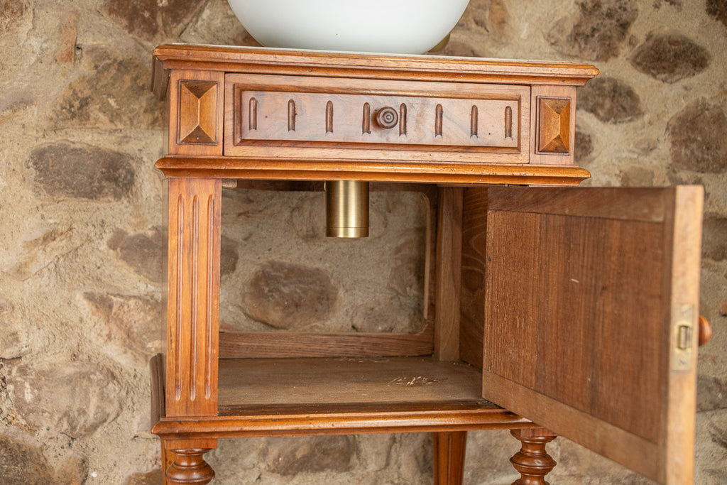 Meuble vasque - lave main ancien en bois et marbre