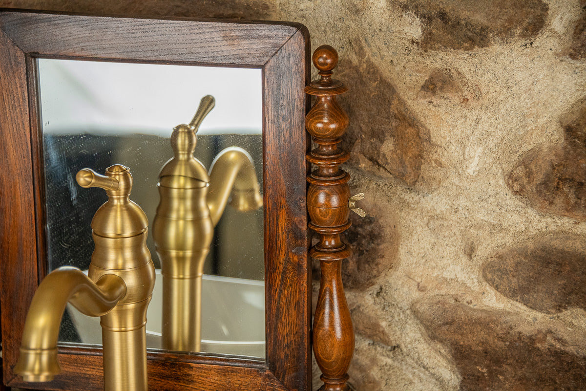 Meuble vasque marbre et bois d'époque Louis-Philippe avec miroir
