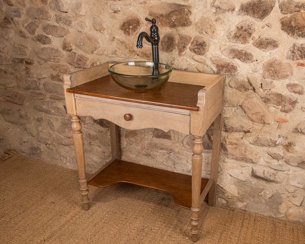 Meuble vasque en bois massif de style Louis-Philippe