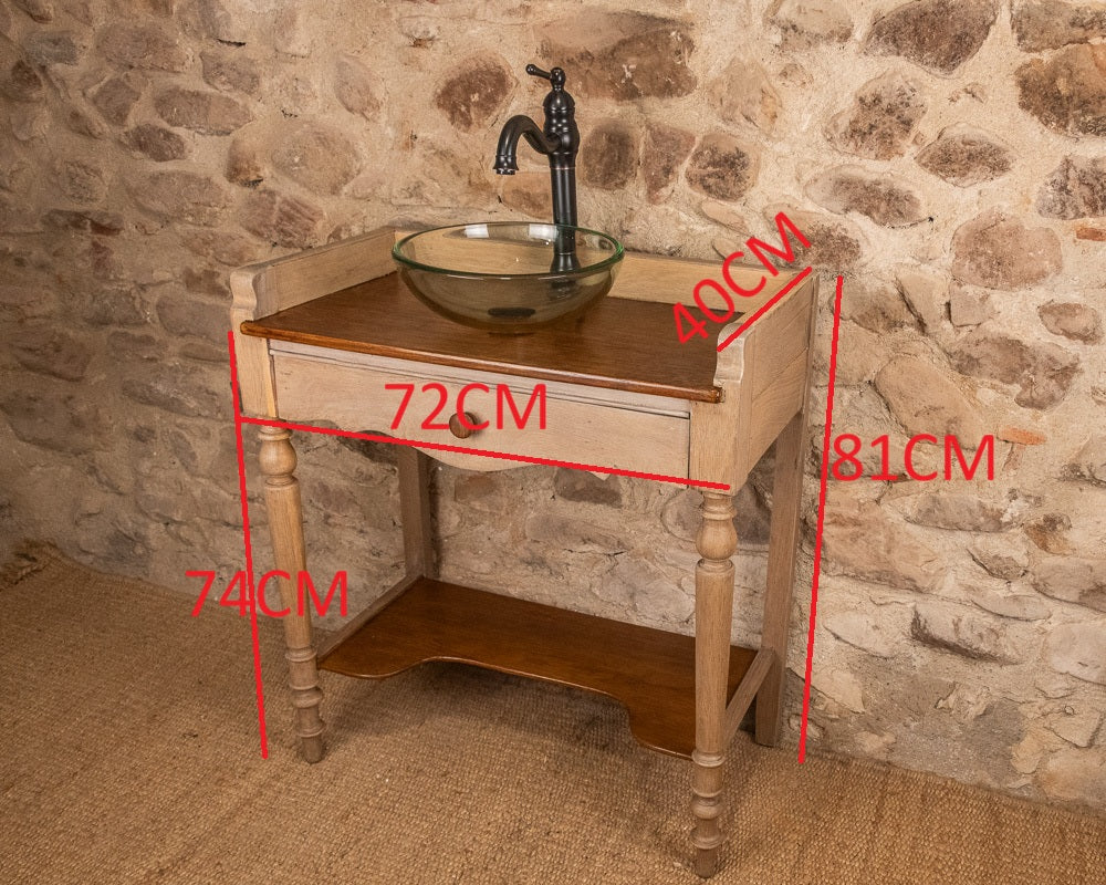 Meuble vasque en bois massif de style Louis-Philippe