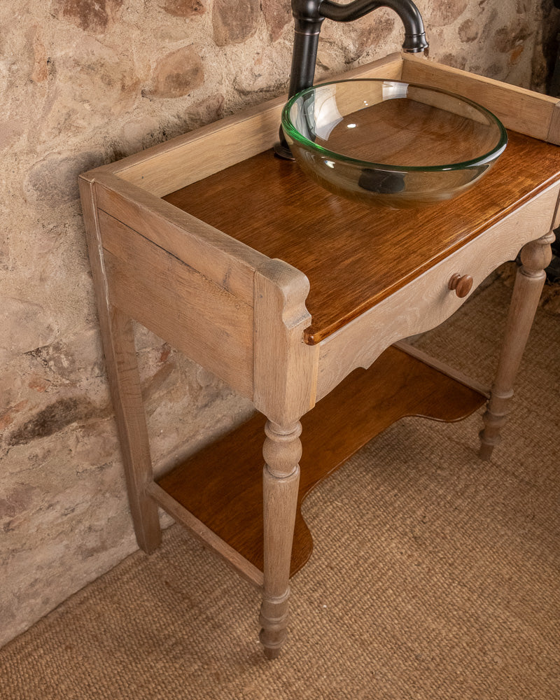 Meuble vasque en bois massif de style Louis-Philippe