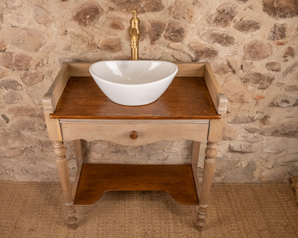 Meuble vasque en bois massif de style Louis-Philippe