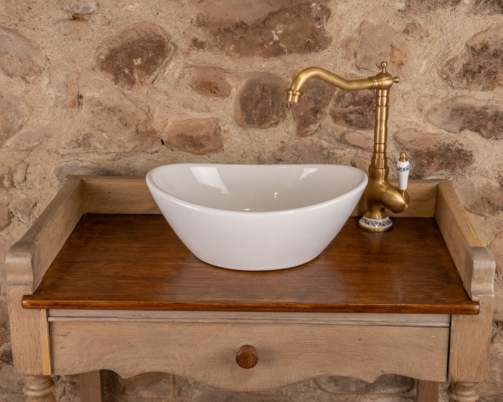 Meuble vasque en bois massif de style Louis-Philippe