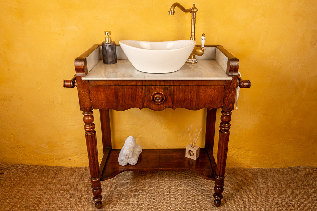 Meuble vasque marbre et bois d'époque Louis-Philippe