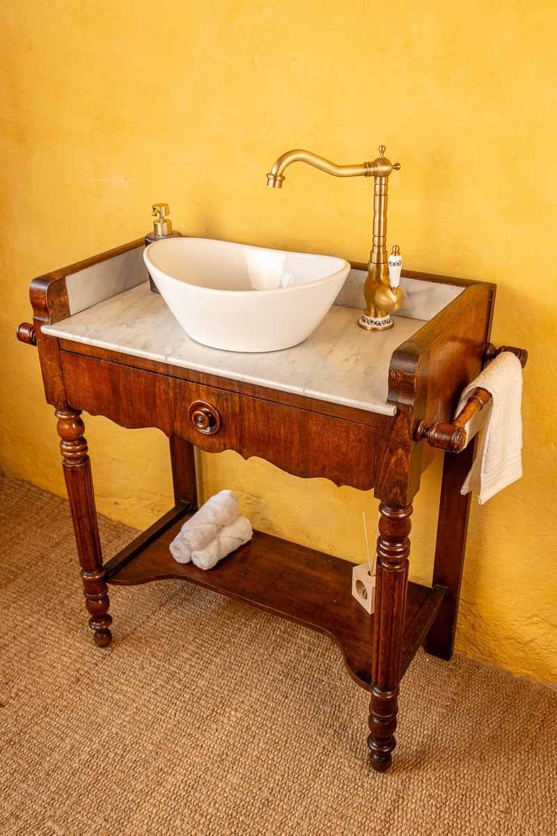 Meuble vasque marbre et bois d'époque Louis-Philippe