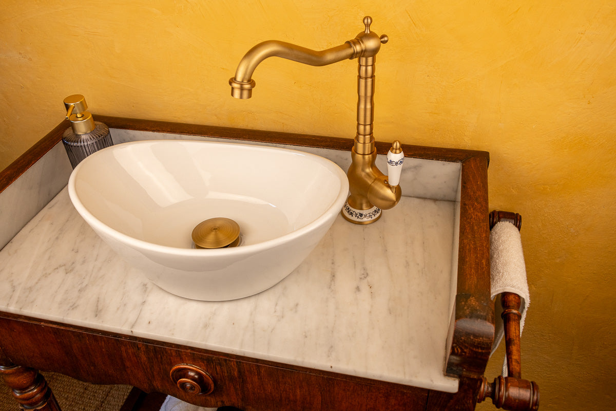 Meuble vasque marbre et bois d'époque Louis-Philippe