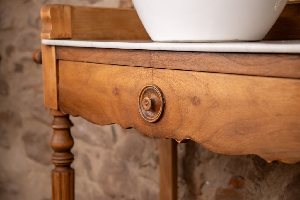 Meuble vasque marbre et bois de style Louis-Philippe