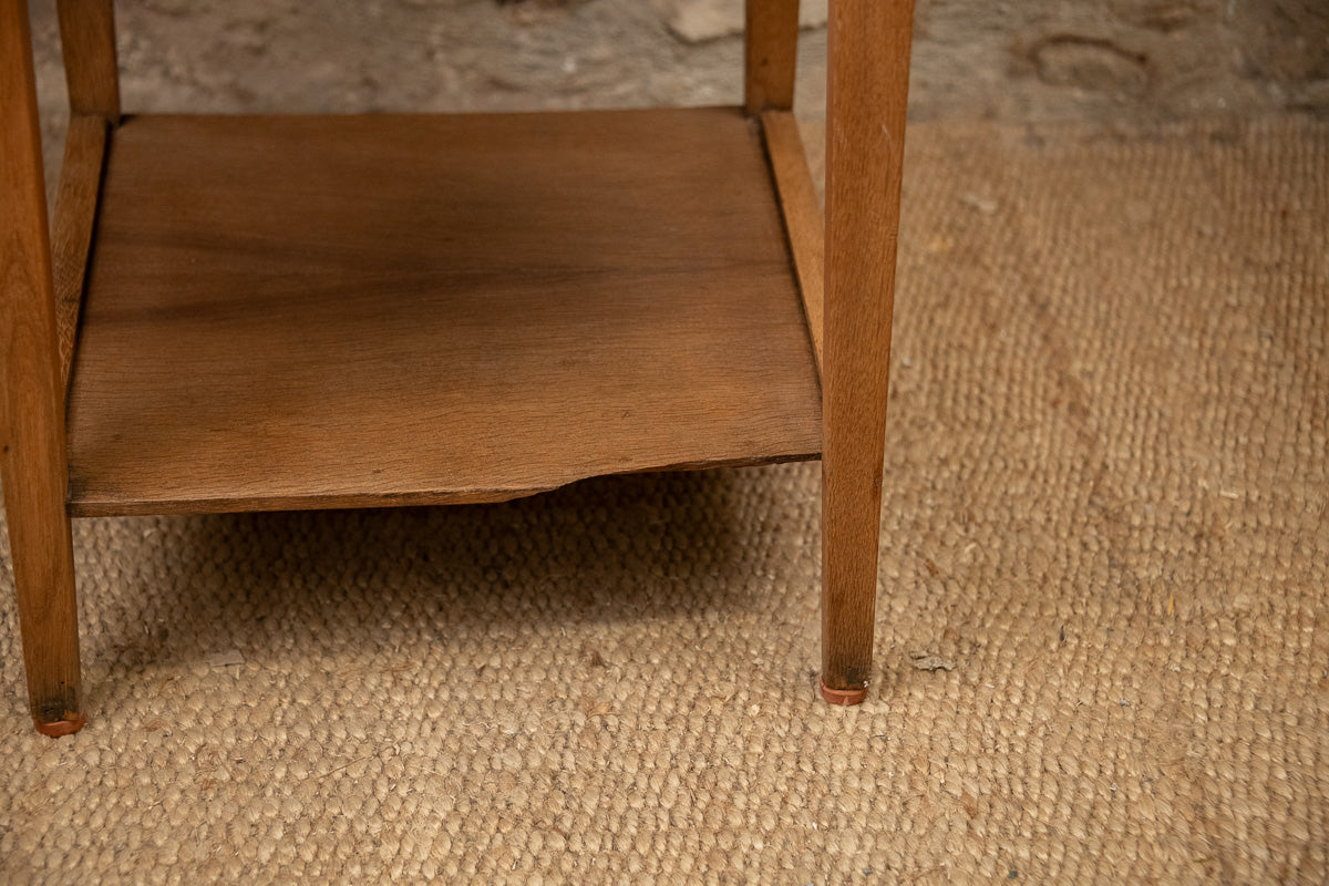 Meuble vasque ancien en bois et marbre rouge (Style Art Déco)